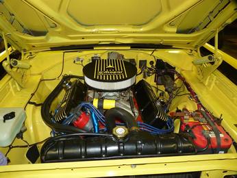 James' Road Runner's engine bay with PSC air cleaner, valve covers and master cylinder cover