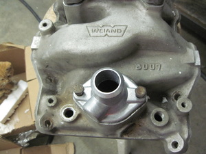 H. Gherardini's small block Mopar Weiand intake manifold and water neck on arrival
