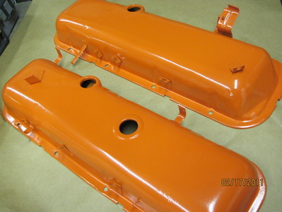 Big block Chevy valve covers in Chevy Orange