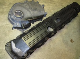'Before' photo of Jeep 4.0 valve and timing covers